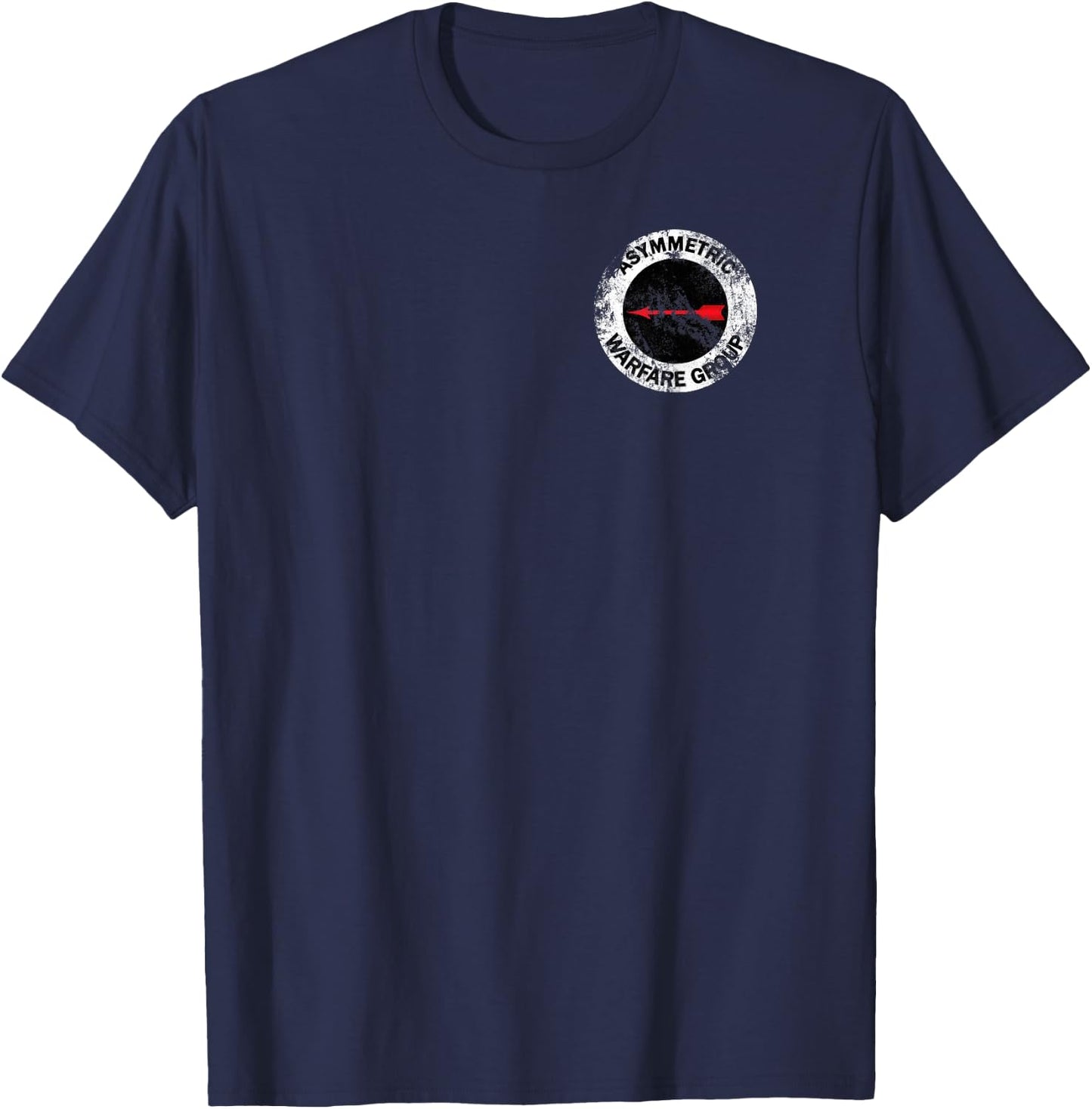 Asymmetrical Warfare Group (AWG) Words Distressed Worn Look T-Shirt - T-Shirt | Navy