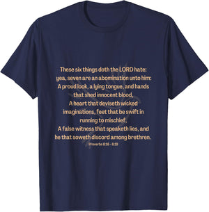 Bible Verse Proverbs 6:16 - 6:19 T-Shirt - T-Shirt | Navy