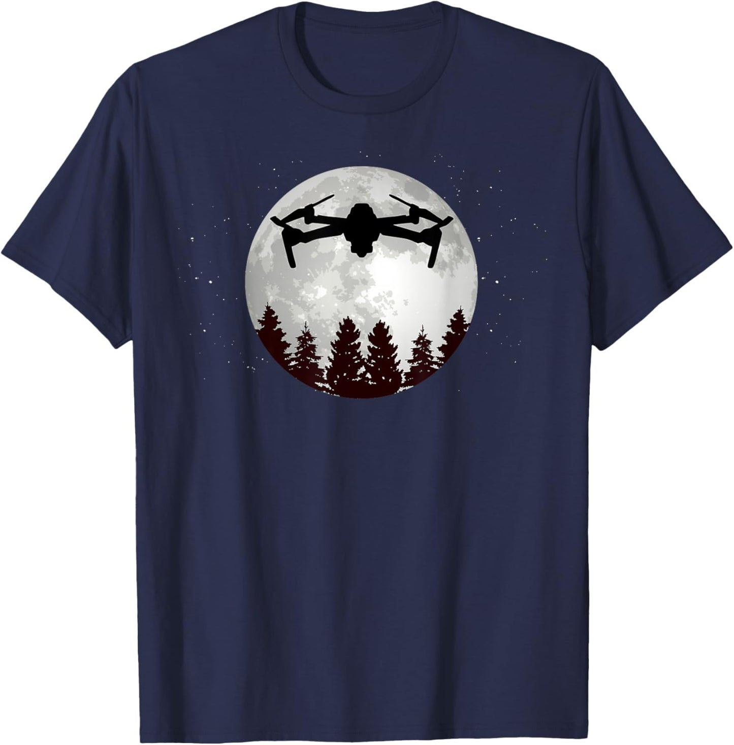 Drone Pilot -Full Moon- Funny FPV Drone Quadcopter T-Shirt - T-Shirt | Navy