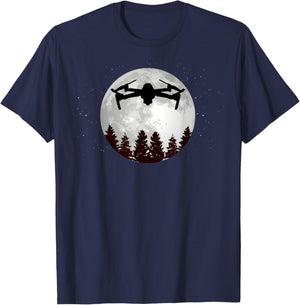 Drone Pilot -Full Moon- Funny FPV Drone Quadcopter T-Shirt - T-Shirt | Navy