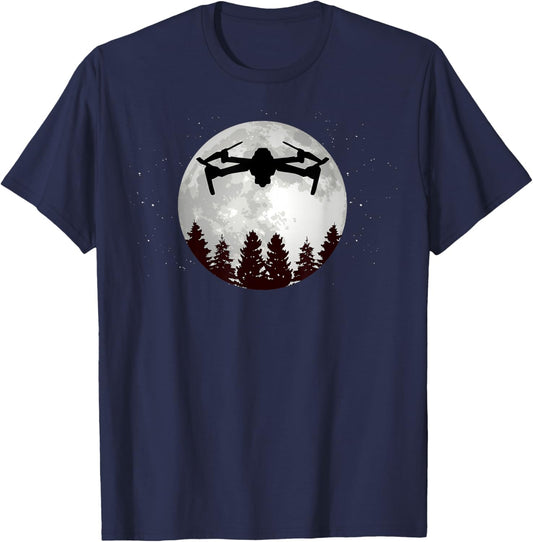 Drone Pilot -Full Moon- Funny FPV Drone Quadcopter T-Shirt - T-Shirt | Navy