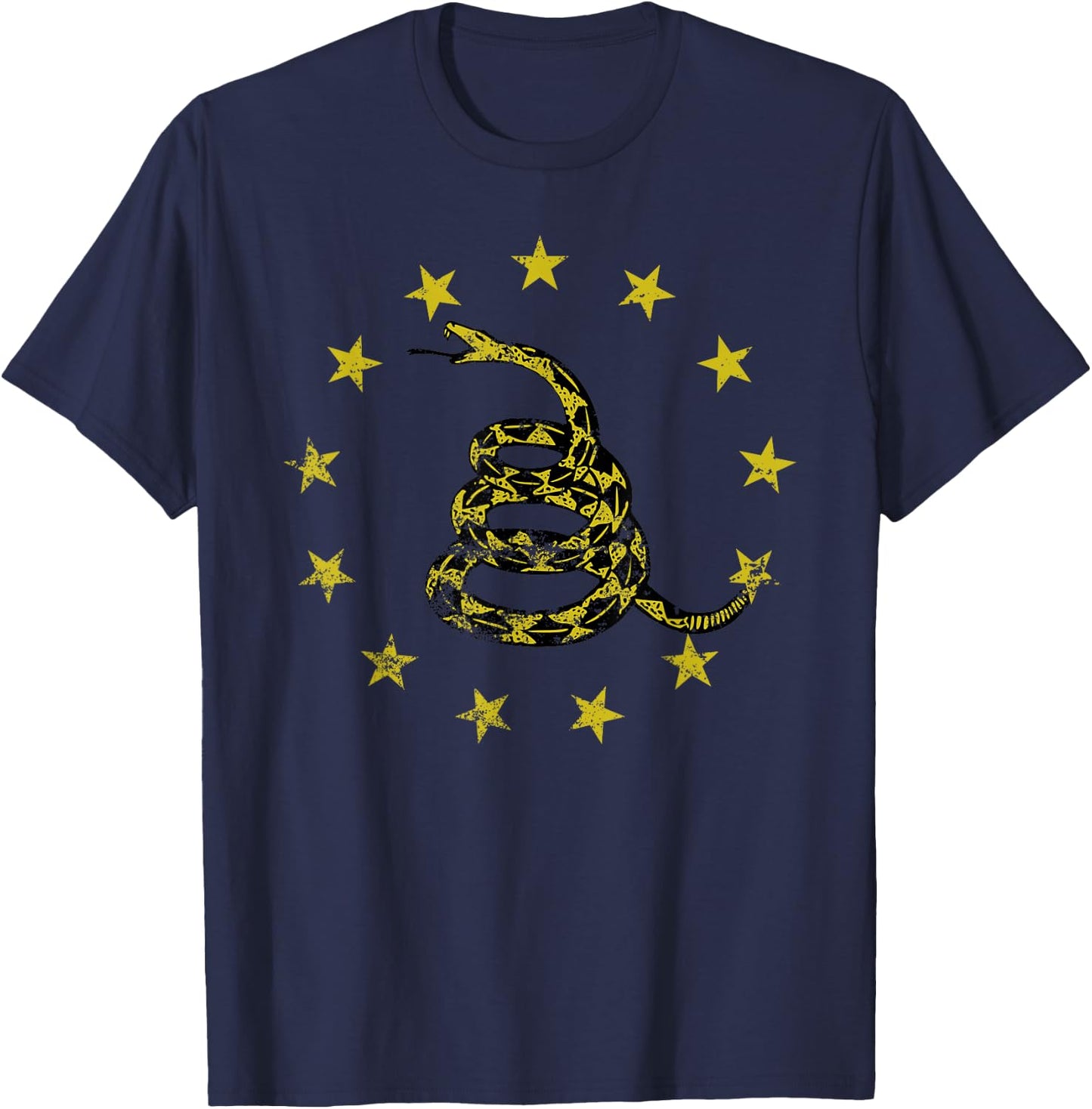 Gadsden Flag, Snake Symbol, Betsy Ross Flag, Patriotic Men T-Shirt - T-Shirt | Navy