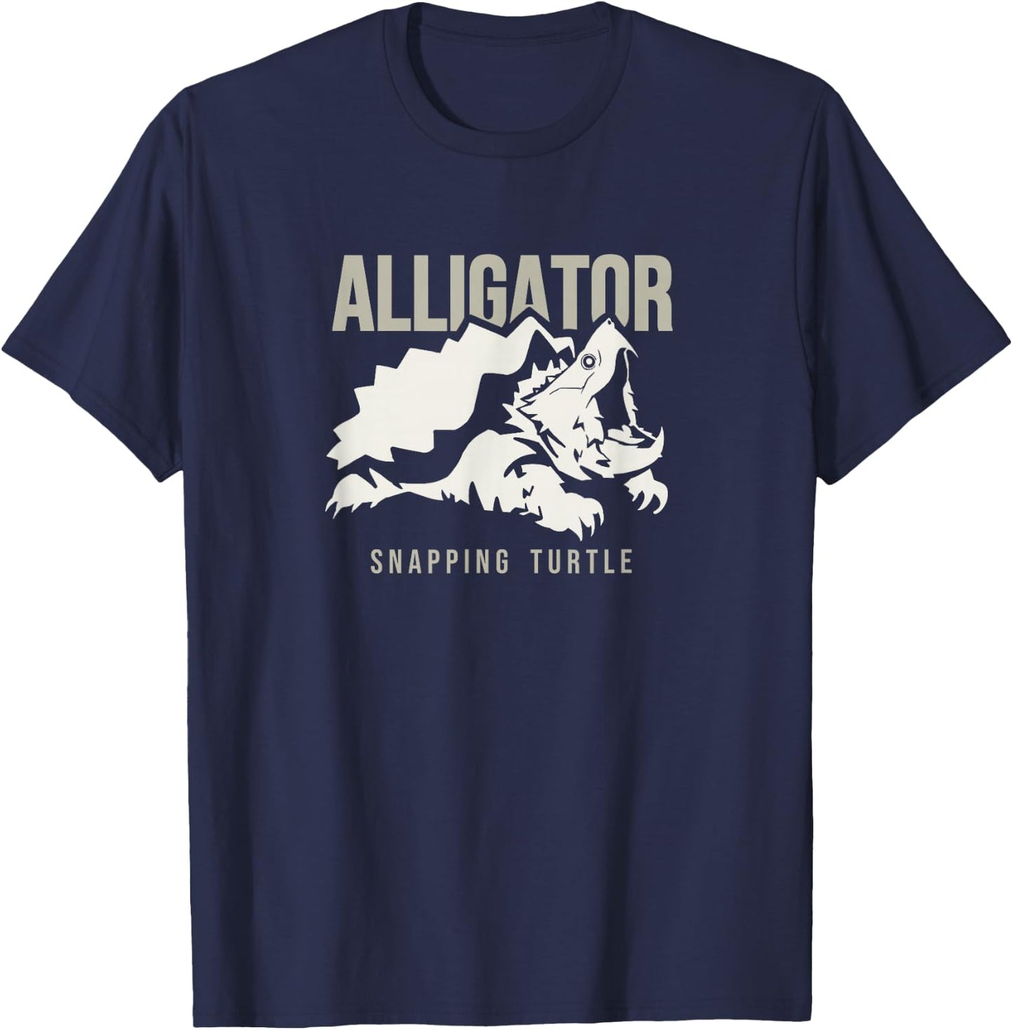 Alligator snapping turtle, stylized art for reptiles lovers T-Shirt - T-Shirt | Navy