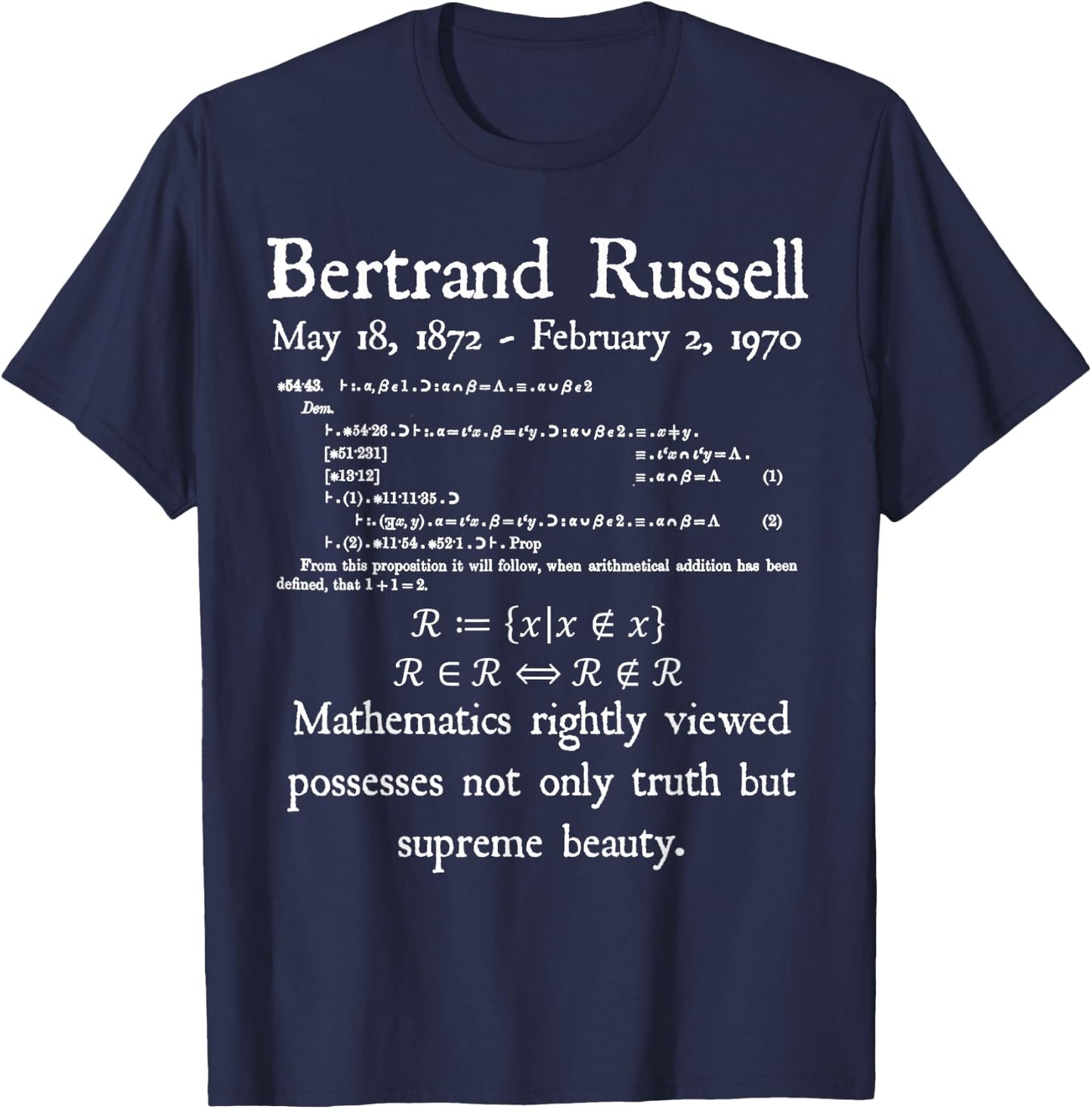 Nerdy Vintage Bertrand Russell Logic Algebra Math Teacher Women Kids T-Shirt - T-Shirt | Navy