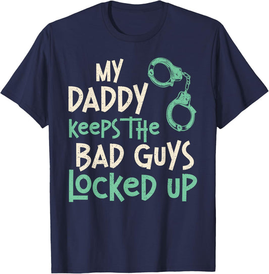 Correctional Officer Dad Father Vintage My Daddy Keeps The T-Shirt - T-Shirt | Navy