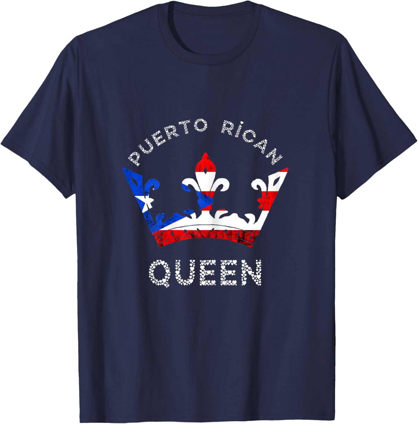 Puerto Rico Puerto Rican Queen Crown Boricua Pride T-Shirt - T-Shirt | Navy