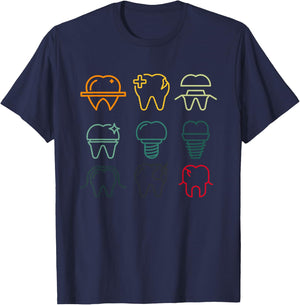 Retro Teeth Dentist Practice Dentistry Dental Aid T-Shirt - T-Shirt | Navy