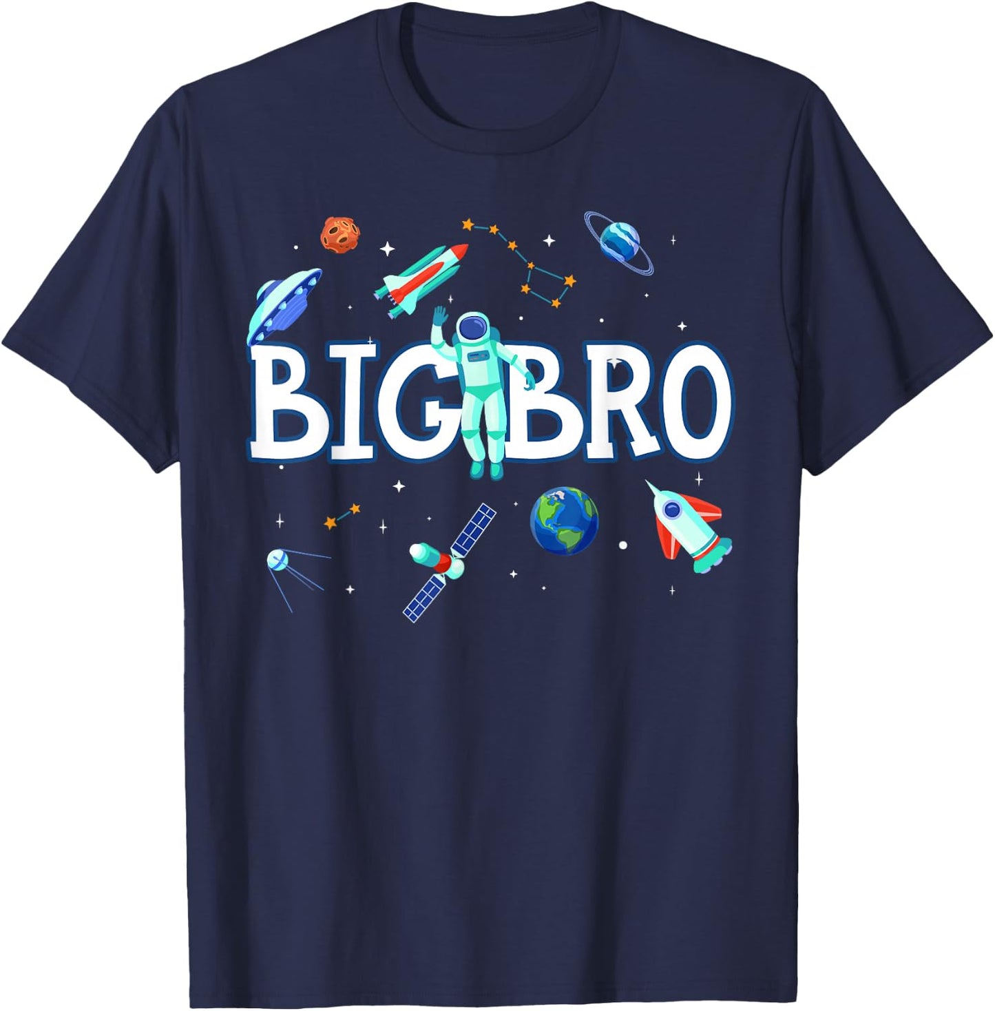 Big Brother Astronaut Space Family Matching Birthday Party T-Shirt - T-Shirt | Navy