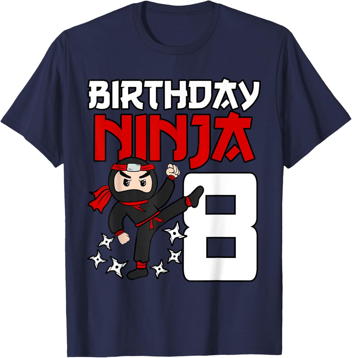 Birthday Ninja 8th Birthday Japan Boys Kids Ninja Party T-Shirt - T-Shirt | Navy