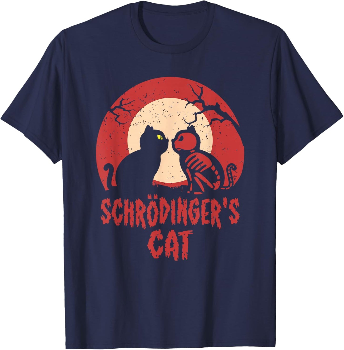 Schrodinger's Cat Funny Dead or Alive Scientists Physics T-Shirt - T-Shirt | Navy