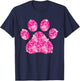 Dog Paw Print Pink Ribbon Breast Cancer Awareness Survivor T-Shirt - T-Shirt | Navy