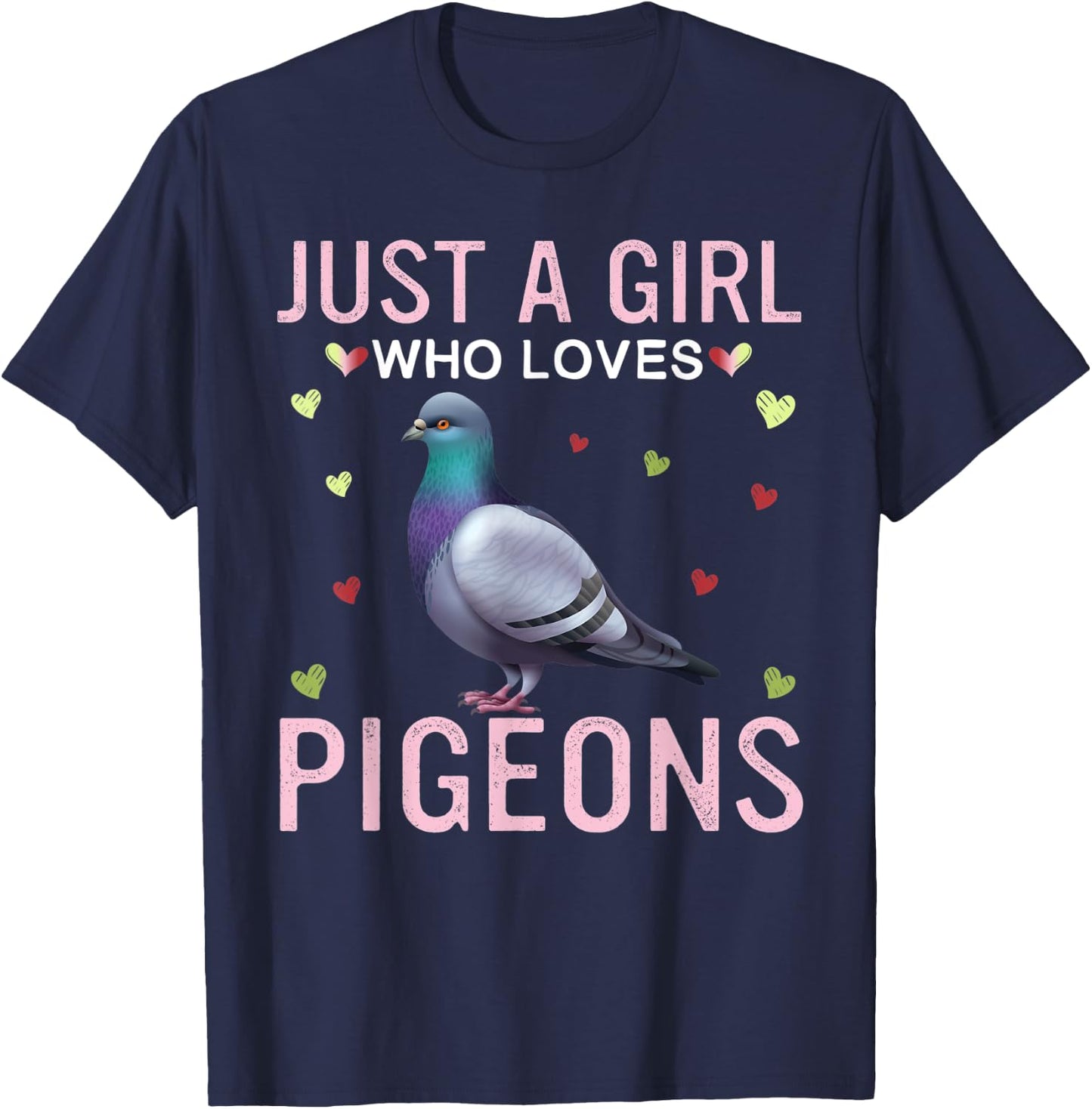 Just a Girl Who Loves Pigeons Cute Women Girls Pigeons T-Shirt - T-Shirt | Navy