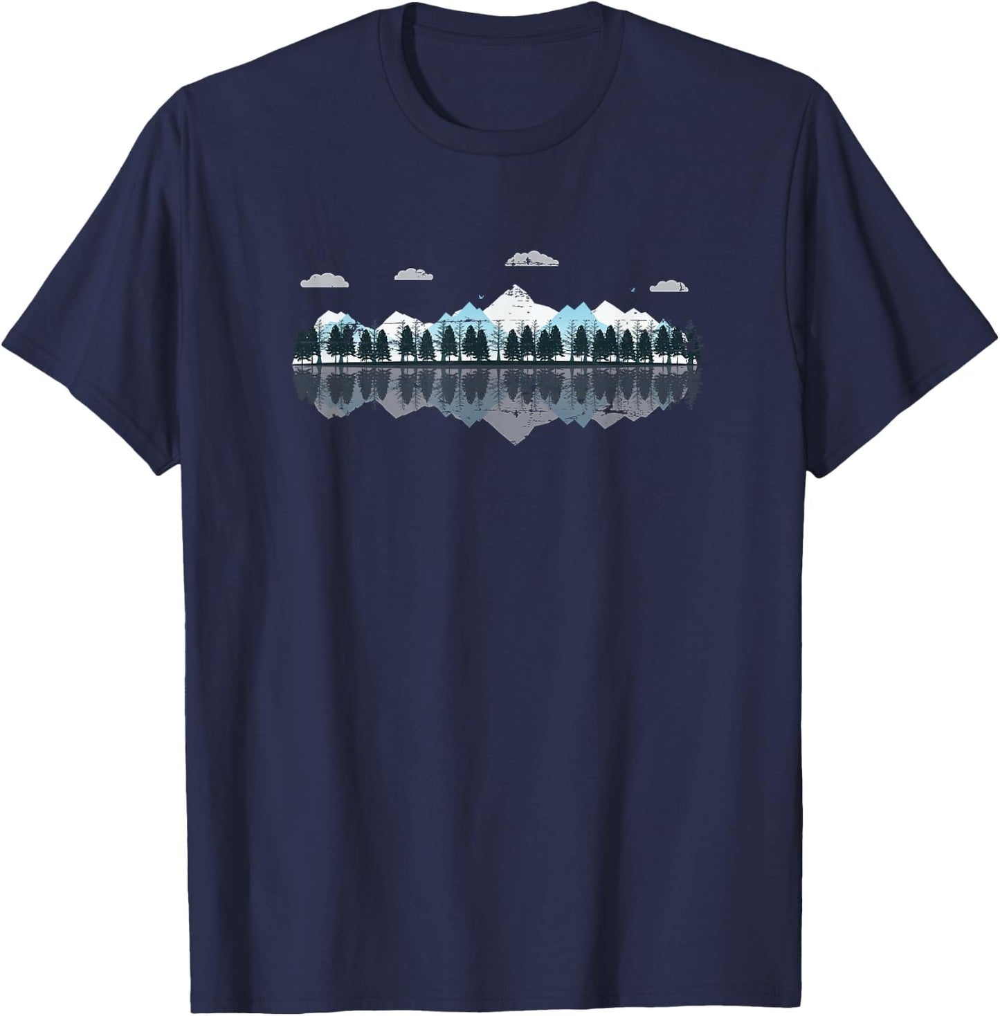 Outdoor Mountain Forest Reflection Nature T-Shirt - T-Shirt | Navy