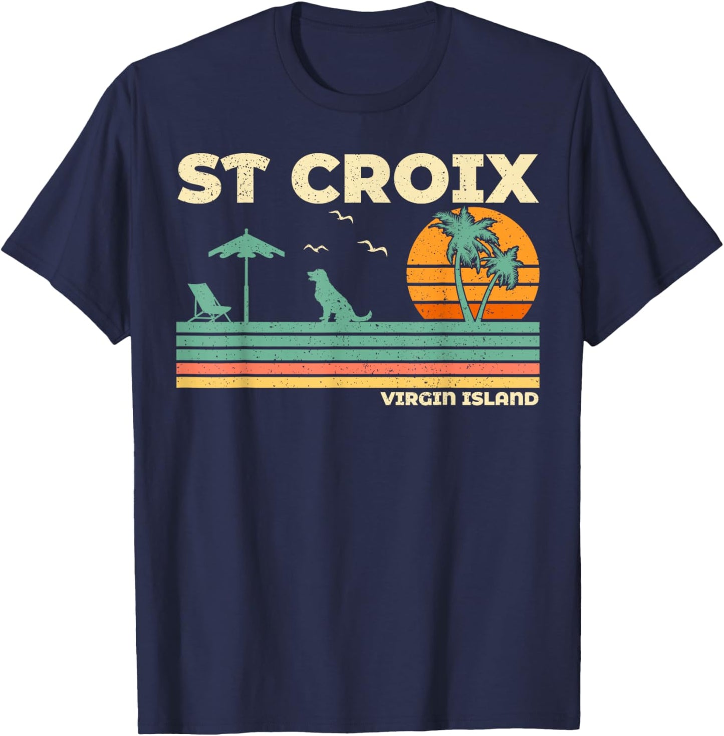 Vintage Retro Family Vacation Virgin Island St Croix Beach Women T-Shirt - T-Shirt | Navy