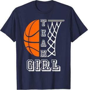 Basketball Gender Reveal Team Girl T-Shirt - T-Shirt | Navy