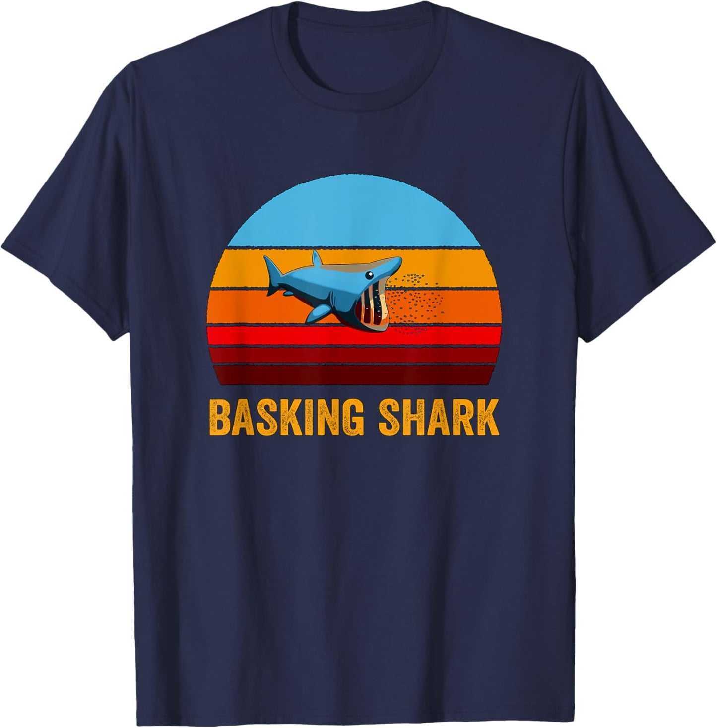 Retro Vintage Style Sunset Basking Shark T-Shirt - T-Shirt | Navy
