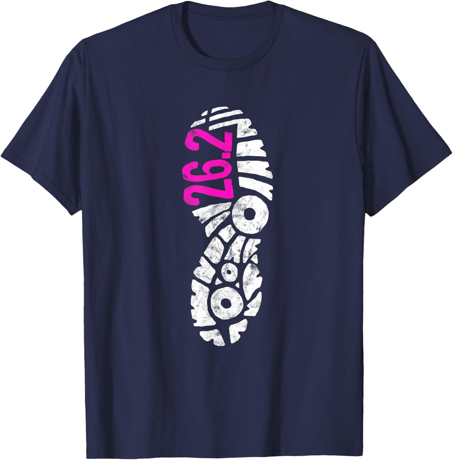 Women's Pink 26.2 Marathon Runner Footprint T-Shirt - T-Shirt | Navy