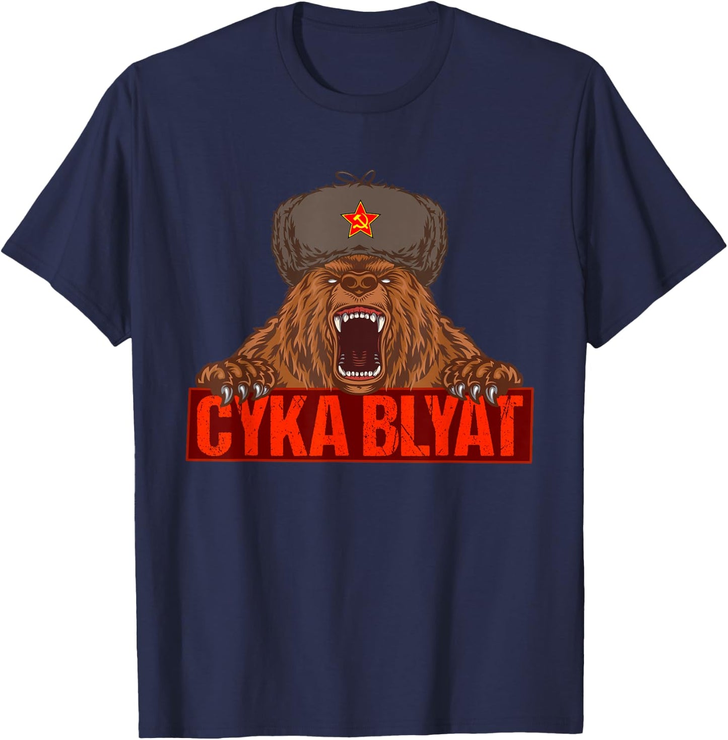 Russian Russia Uschanka Funny Russian bear T-Shirt - T-Shirt | Navy