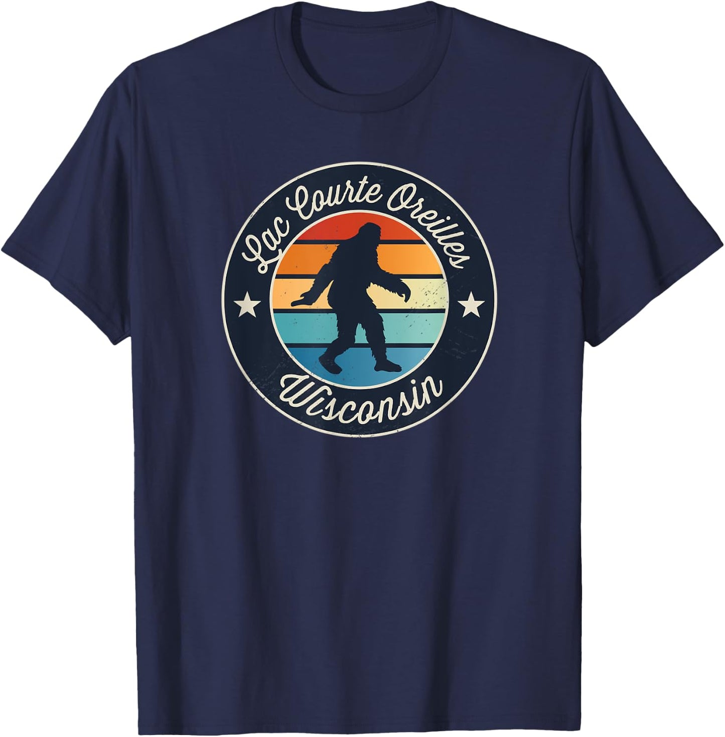 Lac Courte Oreilles Wisconsin Sasquatch Souvenir T-Shirt - T-Shirt | Navy