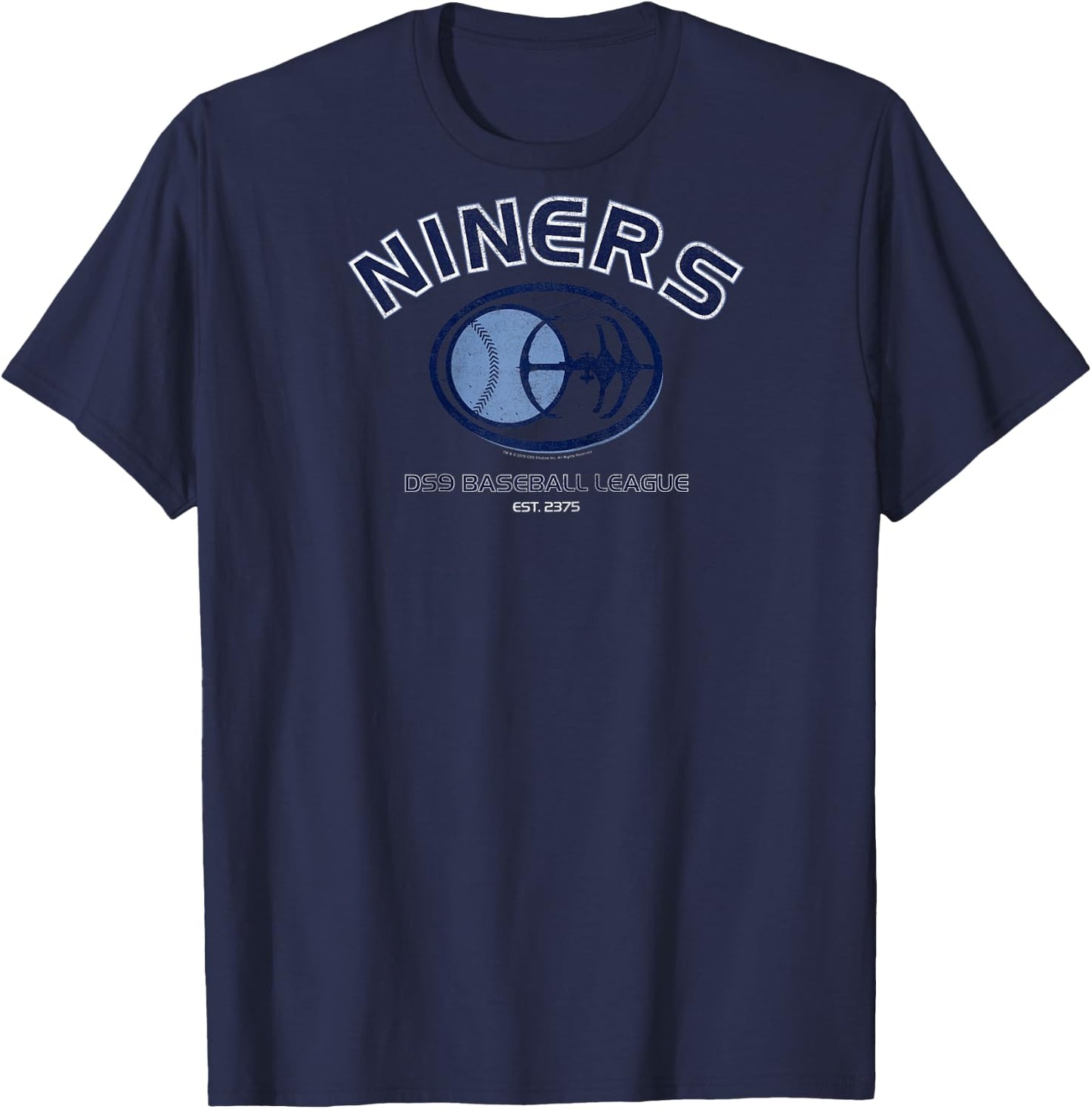 Star Trek: Deep Space Nine Niners Baseball League Logo Raglan Baseball T-Shirt - T-Shirt | Navy