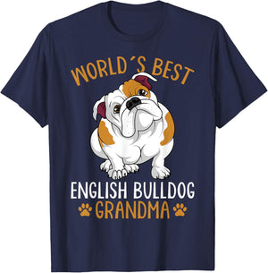World´s Best English Bulldog Grandma Dog Owner Funny Women T-Shirt - T-Shirt | Navy