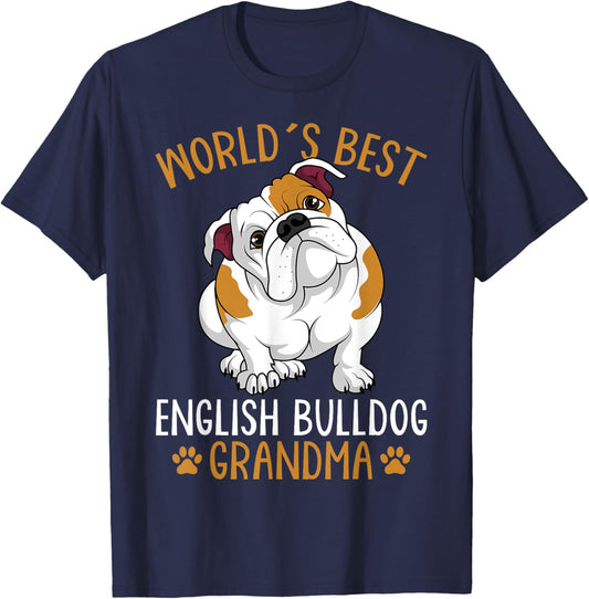 World´s Best English Bulldog Grandma Dog Owner Funny Women T-Shirt - T-Shirt | Navy