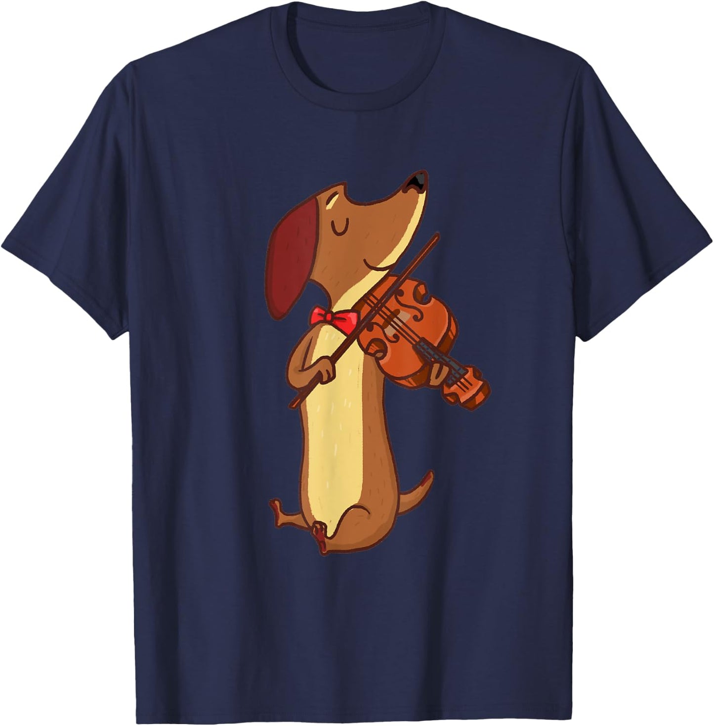 Dachshund Wiener Dog Playing Violin Cute Funny Violinist Women Girls Kids T-Shirt - T-Shirt | Navy