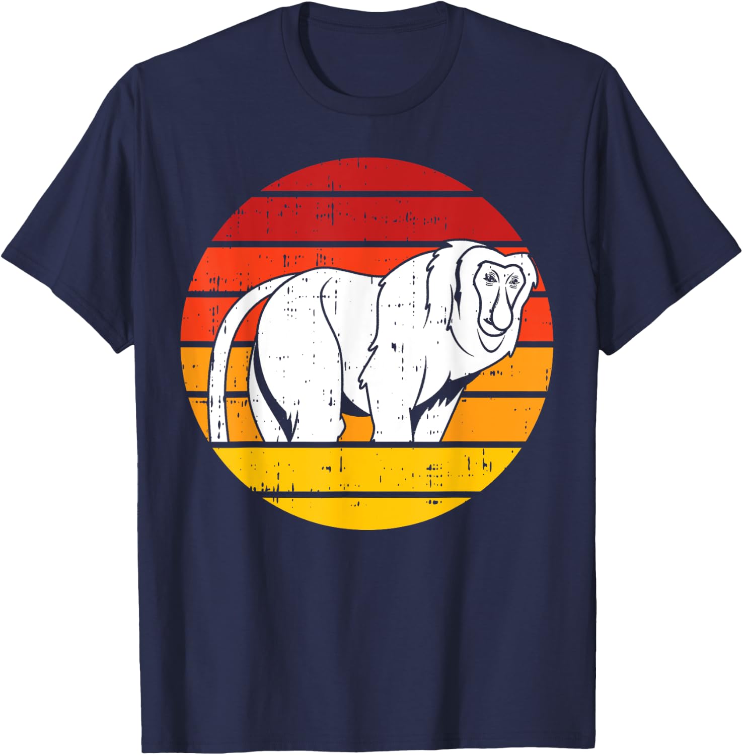 Retro Proboscis Monkey T-Shirt - T-Shirt | Navy