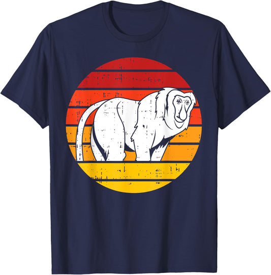Retro Proboscis Monkey T-Shirt - T-Shirt | Navy
