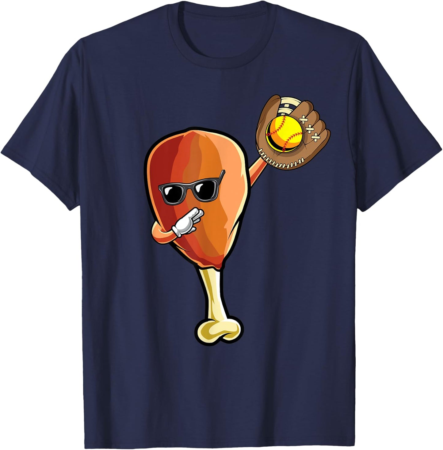 Funny Thanksgiving Softball Team Player Coach Turkey Leg Day T-Shirt - T-Shirt | Navy