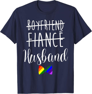 LGBT Pride Gay Bachelor Party Boyfriend Engagement T-Shirt - T-Shirt | Navy