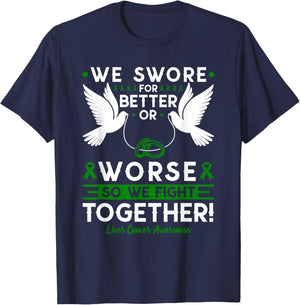 Liver Cancer Awareness Spouse Husband Wife Support T-Shirt - T-Shirt | Navy