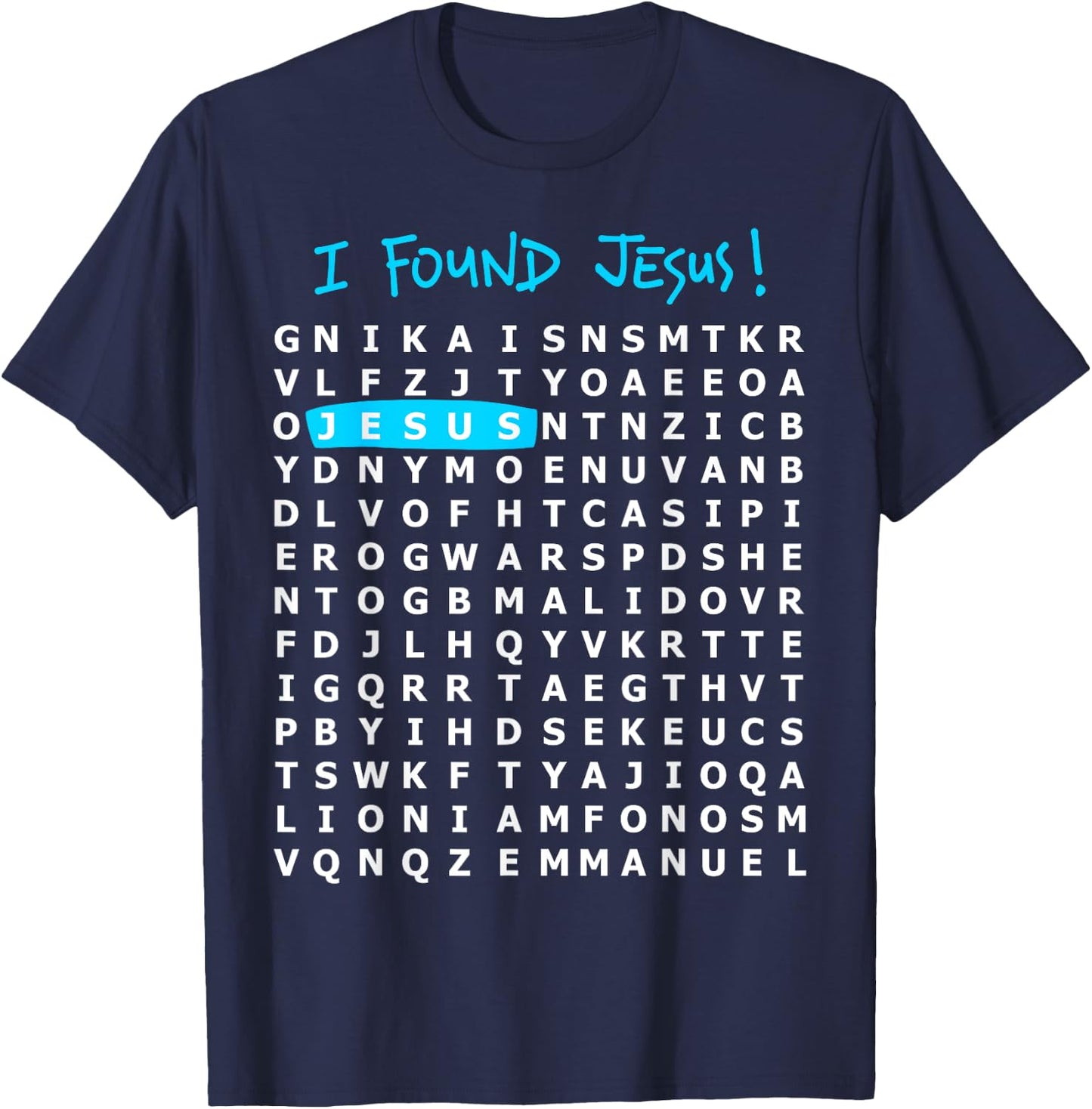 I Found Jesus Crossword Puzzle - Christian Shirt T-Shirt - T-Shirt | Navy