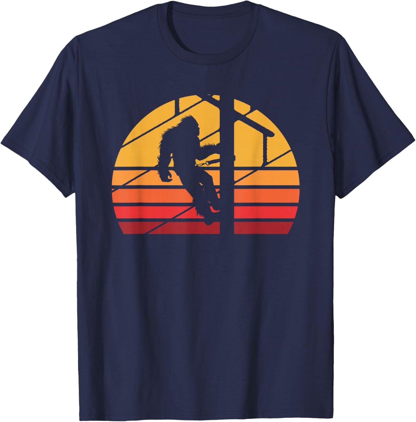 Retro Bigfoot Lineman Electrician Sasquatch Lineworker T-Shirt - T-Shirt | Navy