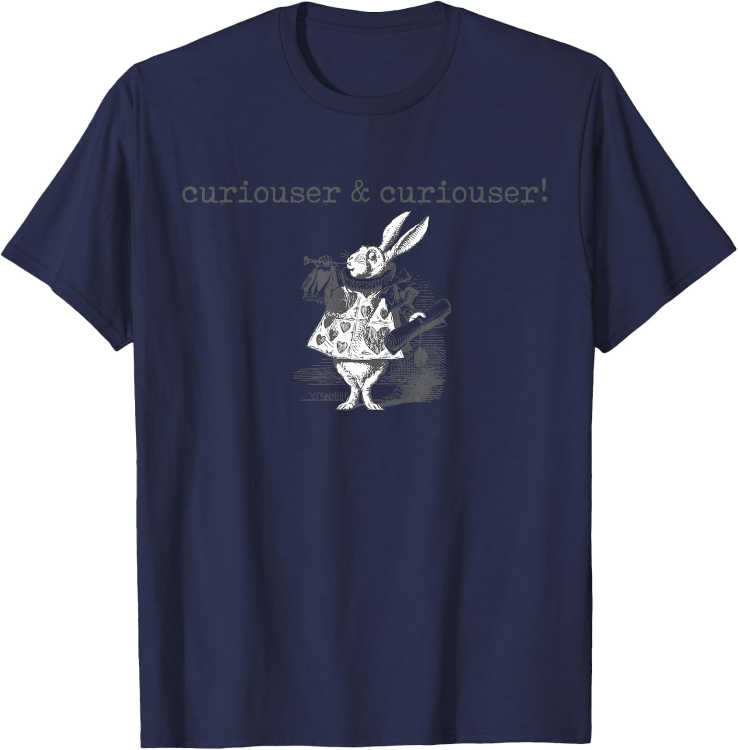 Alice in Wonderland Quote Shirt Curiouser Lewis Carroll Book T-Shirt - T-Shirt | Navy