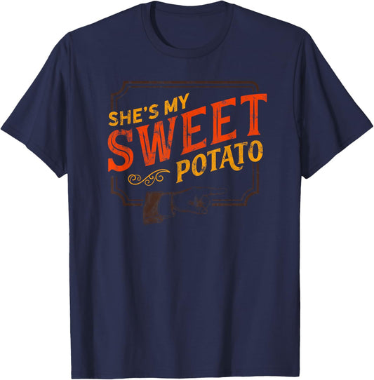 She's My Sweet Potato - You Bet I Yam Couple's Thanksgiving T-Shirt - T-Shirt | Navy