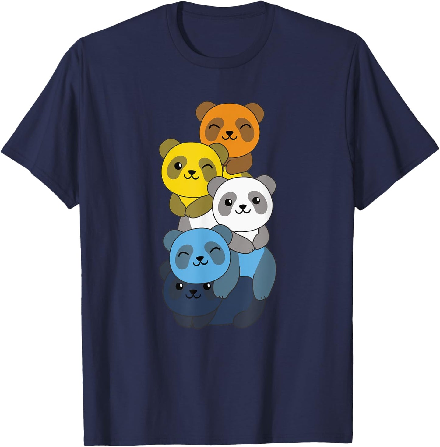 Aroace Flag Pile Pride LGBTQ pandas cute Aroace Panda T-Shirt - T-Shirt | Navy