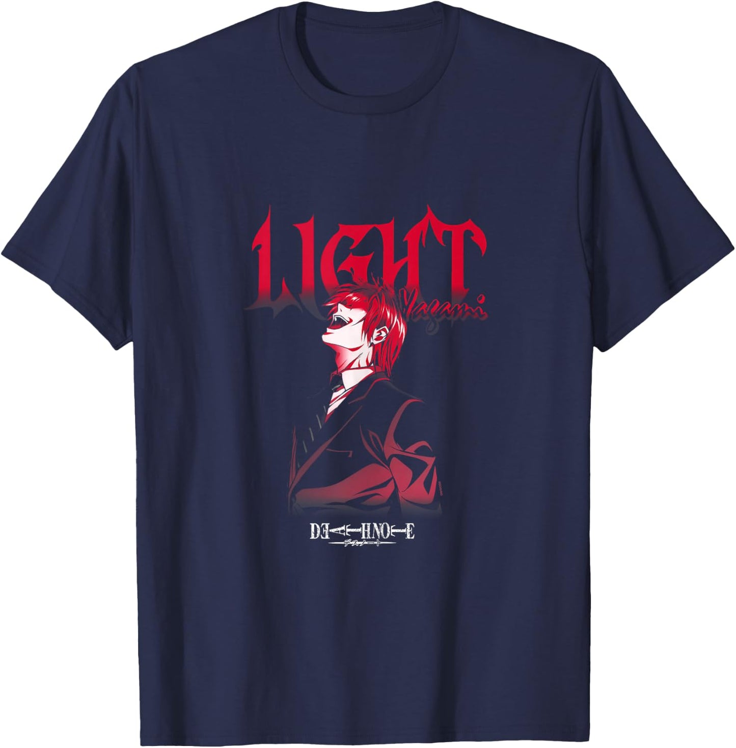 Death Note Light Yagami Laughing Anime T-Shirt - T-Shirt | Navy