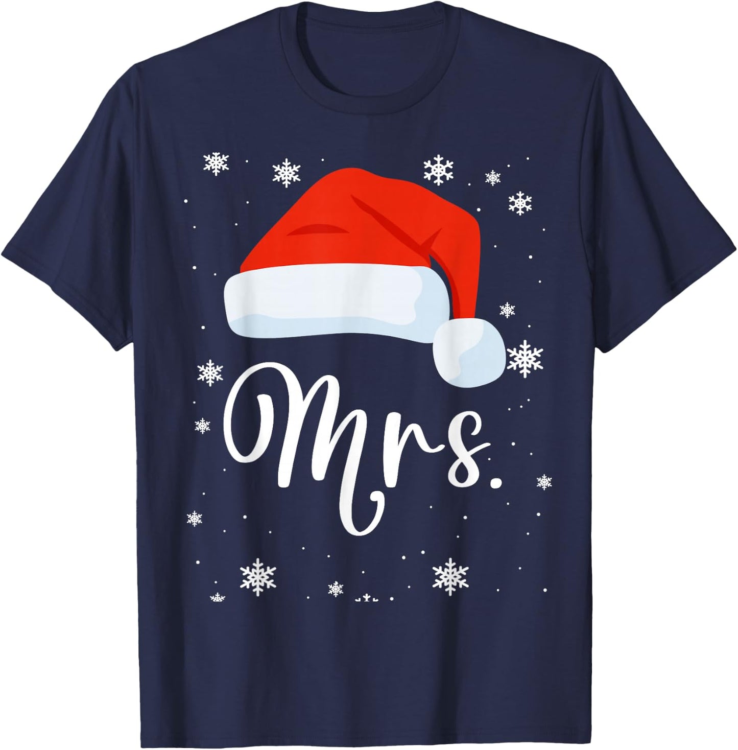 Mr and Mrs Claus Couples Matching Christmas Pajamas Santa T-Shirt - T-Shirt | Navy