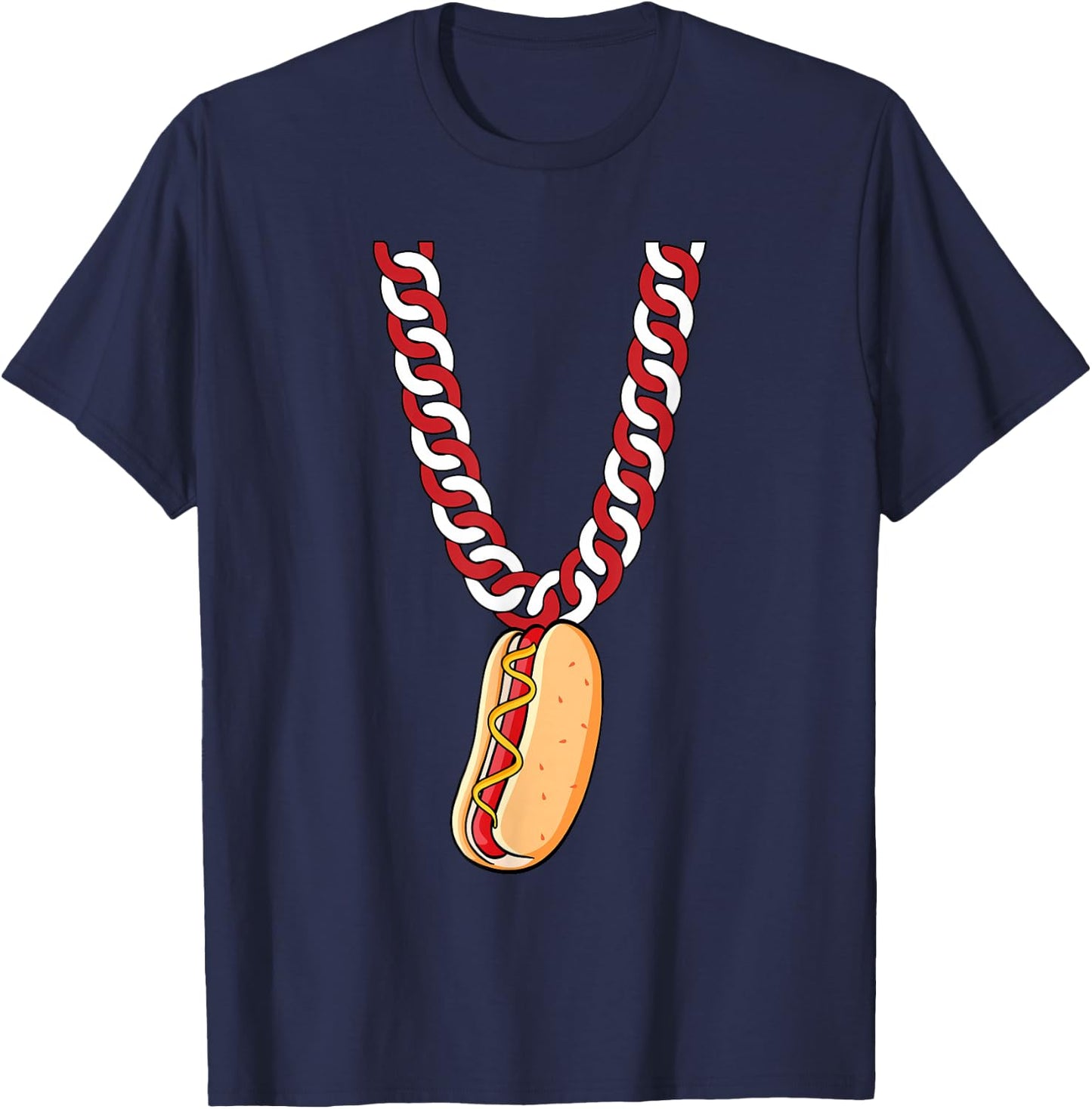 Hot Dog 4th Of July Funny Necklace Patriotic Food Lover T-Shirt - T-Shirt | Navy