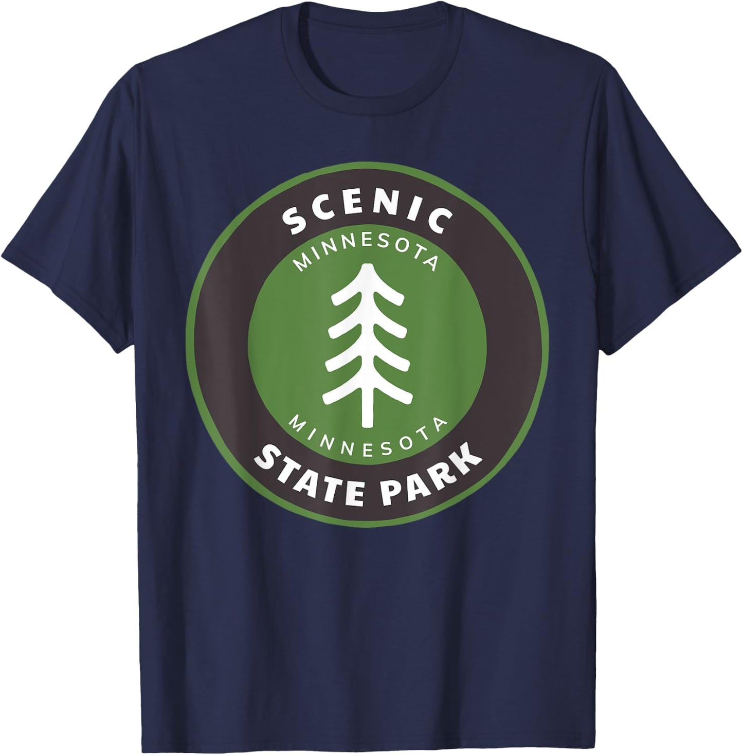 Scenic State Park Minnesota MN Forest Tree Badge T-Shirt - T-Shirt | Navy