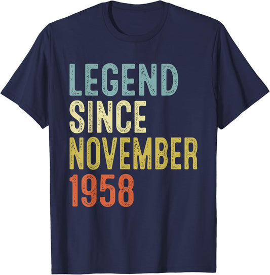 Legend Since November 1958 67th Birthday Gifts 67 Year Old T-Shirt - T-Shirt | Navy