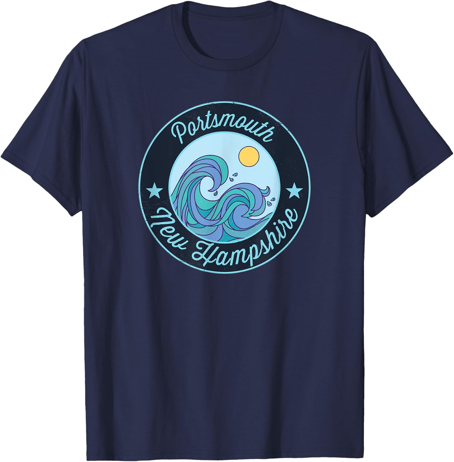 Portsmouth NH New Hampshire Souvenir Nautical Surfer Graphic T-Shirt - T-Shirt | Navy