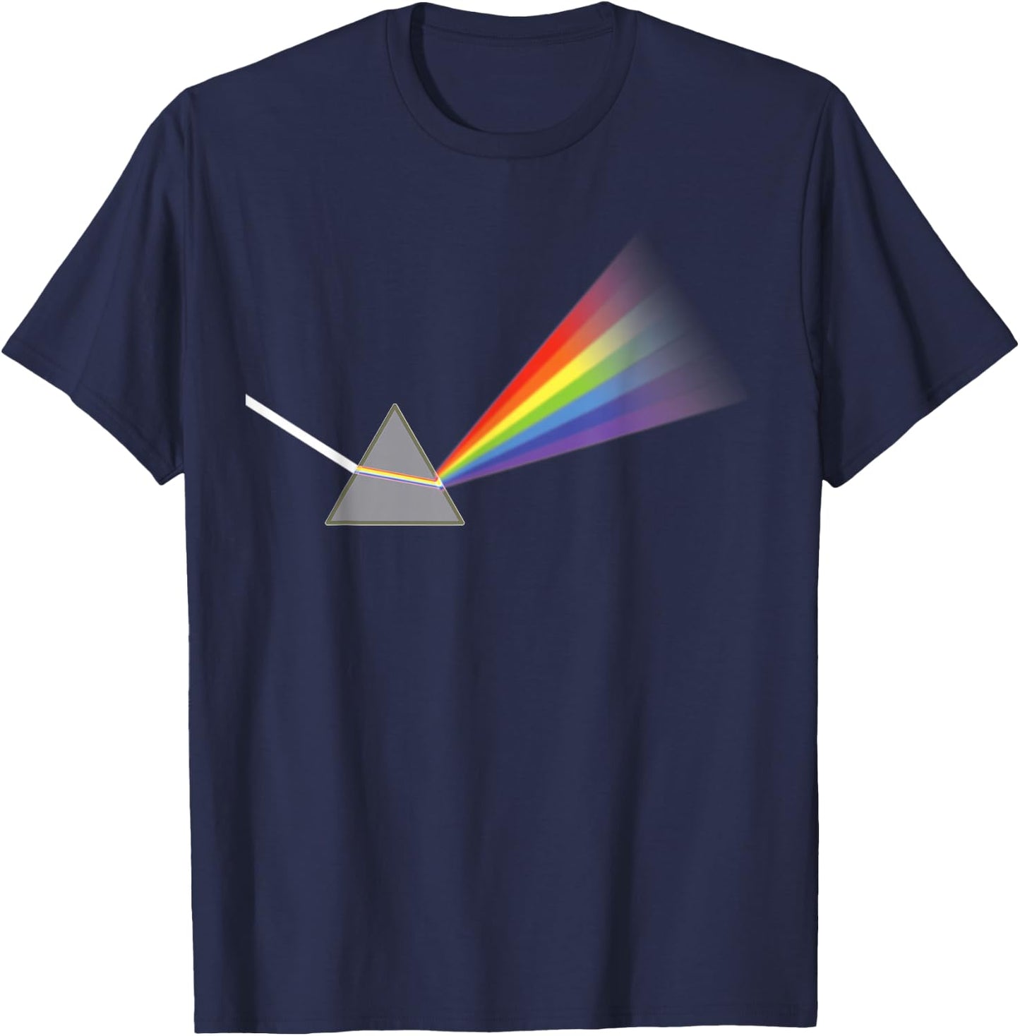 Prism With Rainbow Colors and White Ray Of Light Design T-Shirt - T-Shirt | Navy