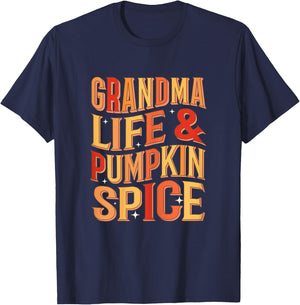 Grandma Pumpkin Spice Autumn Fall Season Grandmother Women T-Shirt - T-Shirt | Navy
