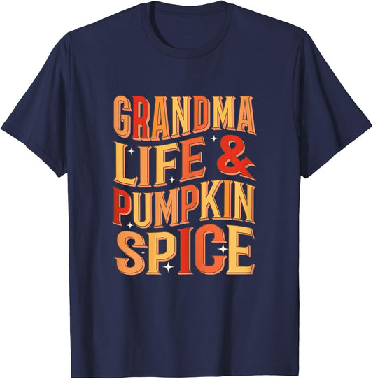 Grandma Pumpkin Spice Autumn Fall Season Grandmother Women T-Shirt - T-Shirt | Navy