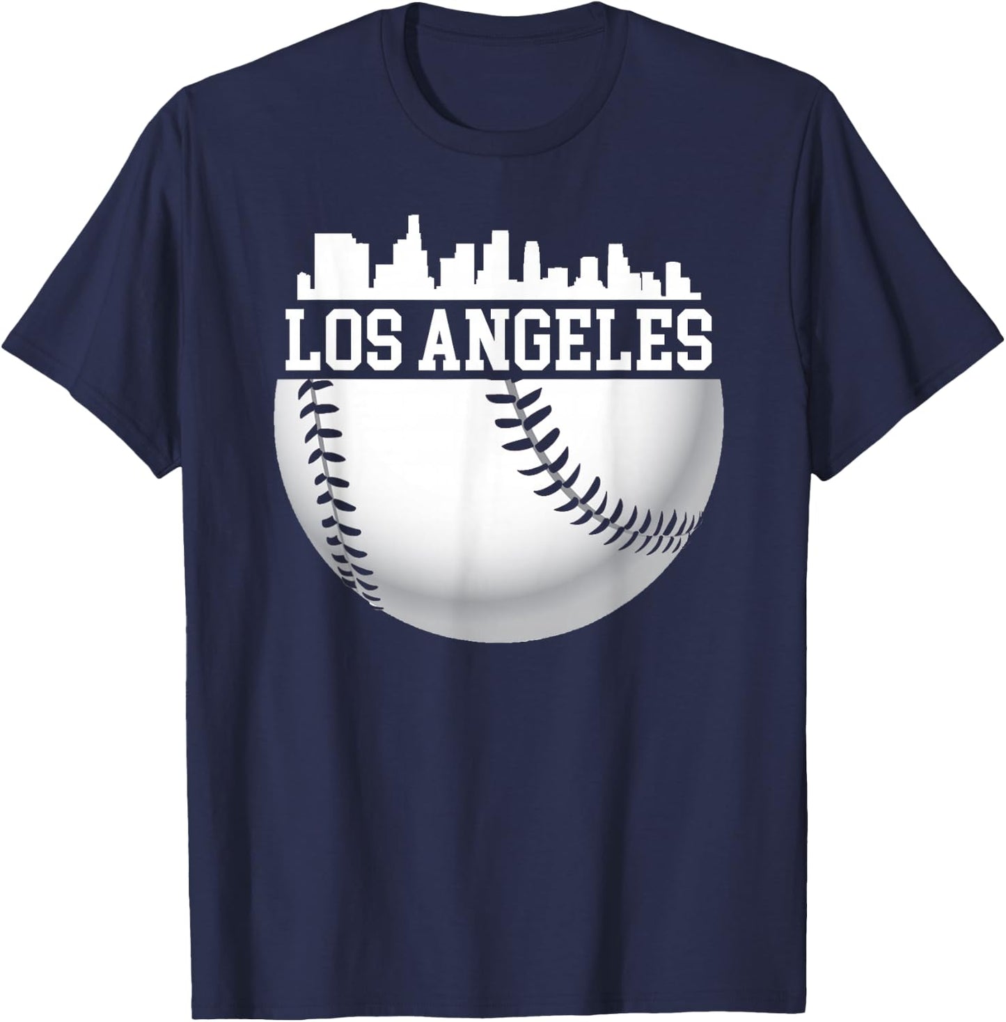 Vintage Downtown Los Angeles Shirt Baseball Retro California T-Shirt - T-Shirt | Navy
