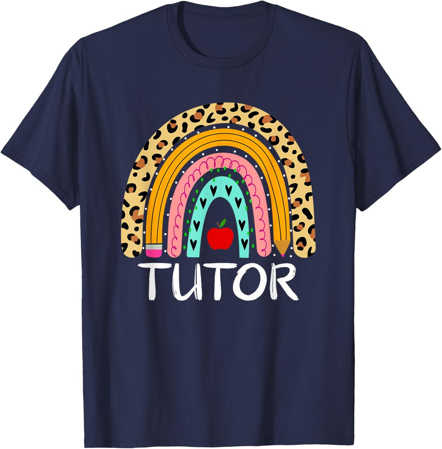 Tutor Rainbow Back To School Teacher First Day of School T-Shirt - T-Shirt | Navy