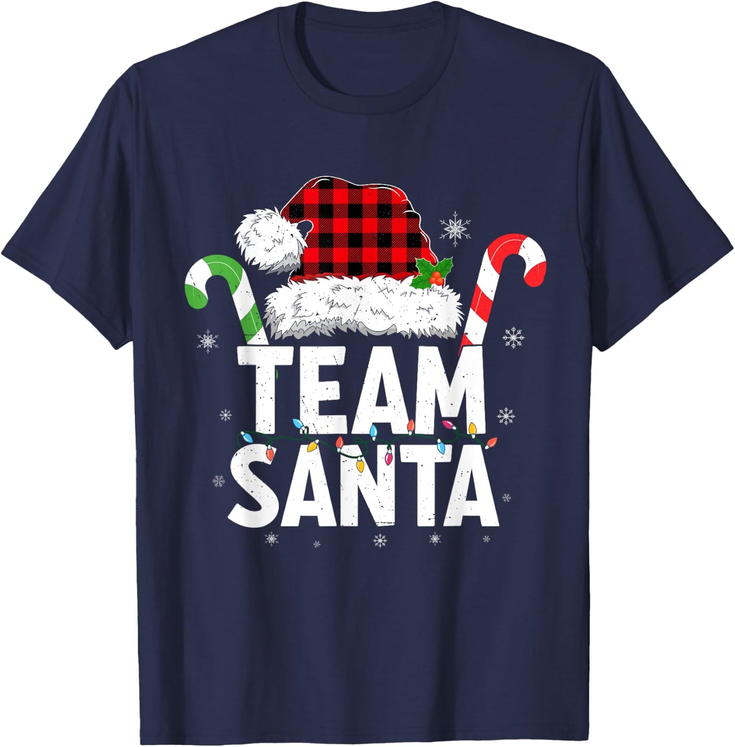 Team Santa Red Plaid Christmas Family Matching T-Shirt - T-Shirt | Navy