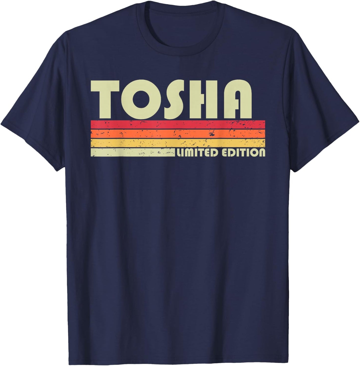 TOSHA Name Personalized Retro Vintage 80s 90s Birthday T-Shirt - T-Shirt | Navy